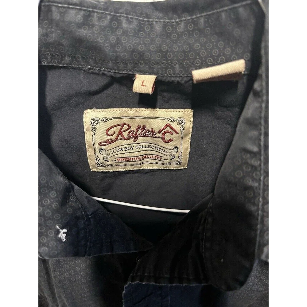 Rafter C Cowboy Collection Men’s Pearl Snap Shirt Black Size Large Western Style - Picture 2 of 10